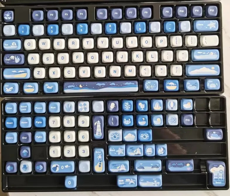 Watch the Sea Theme Keycaps MOA Profile Keycap PBT Dye Sublimation Keycap For MX Mechanical Keyboard 61/67/68/75/87/980