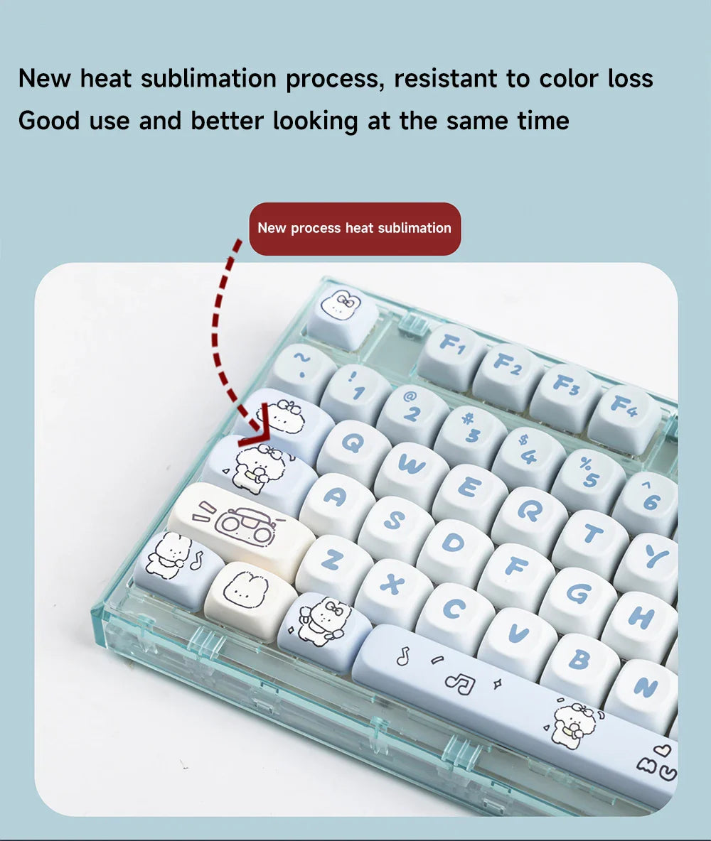 139 Keys MOA Profile Puppy Band Sugar Rabbit Theme Keycaps PBT Thermal Sublimation Customized Key Caps for Mechanical Keyboard