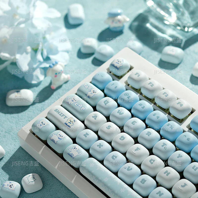 Blue Cat Mantou Keycap Set Custom PBT 140keys Lovely Animal MOG Profile Anime Key Caps Mechanical Keyboard Artisan Keycaps Gift