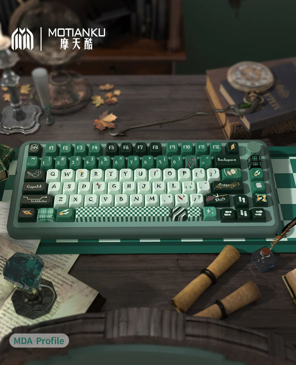 SLYTHERIN Theme Keycaps Cherry/MDA Profile Personalized Cartoon Keycap For Mechanical Keyboard with 7U and ISO key cap