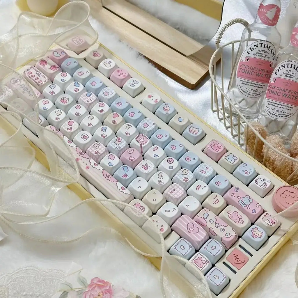 123 Keys ROA Profile Keycap customization Gift Cute rabbit PBT Keycaps Cute Key Cap Dye-Sub Mechanical Keyboard Keycap MX Switch