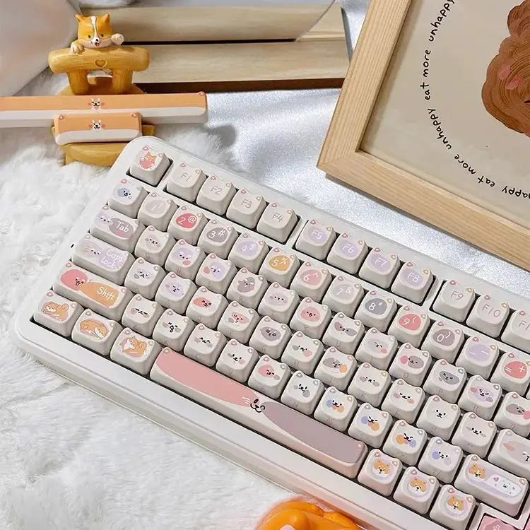 142 Keys Cat Dog keycaps Customized Gift Cute New MAO Keycaps Square Thermal Sublimation Mechanical Keyboard caps for Alice