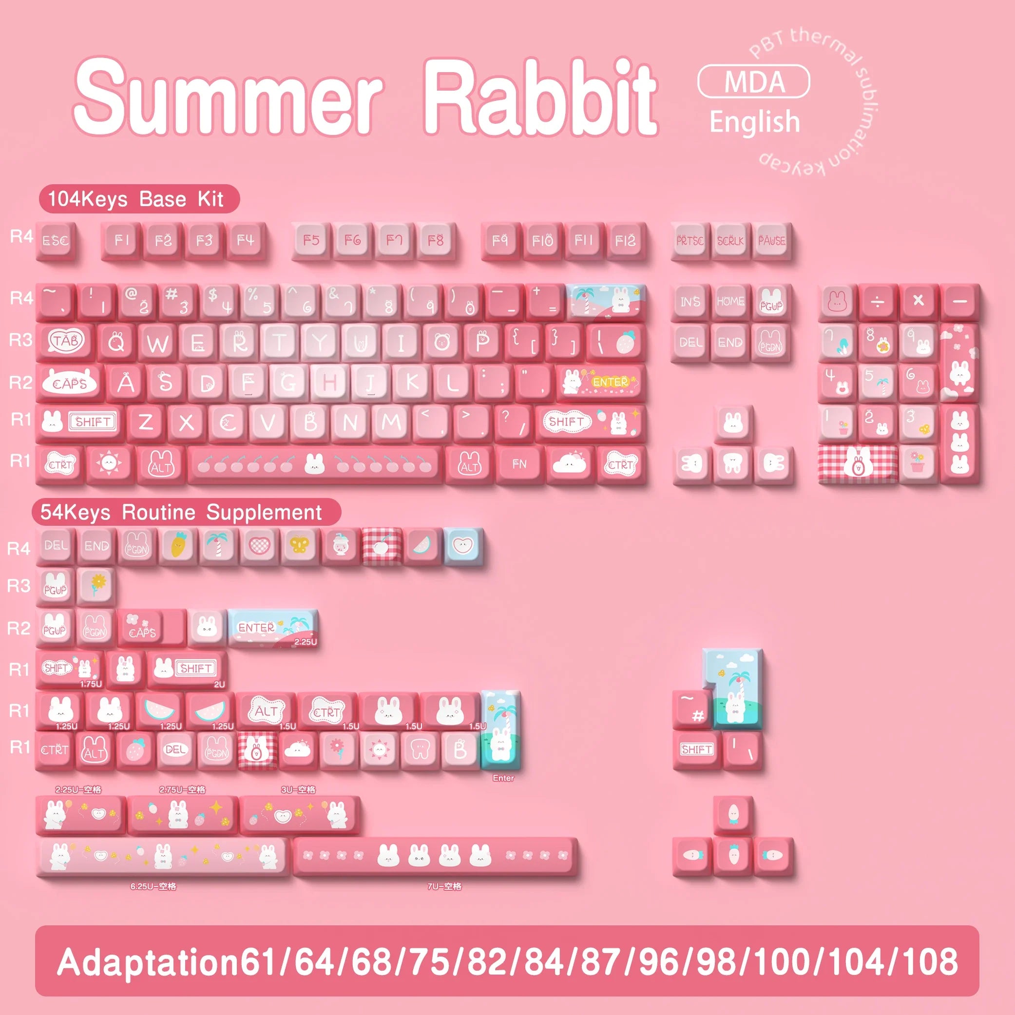 138/158 keys Original Theme Keycaps MDA Profile cute Anime PBT Keycap custom For Mechanical Keyboard with iso layout