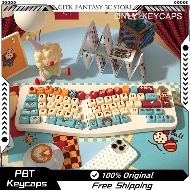 Pussycat Circus Themed Keycaps 120/138/158key Mda/Mca Profile Pbt Thermal Sublimation Mechanical Keyboard Cartoon Game Key Cap