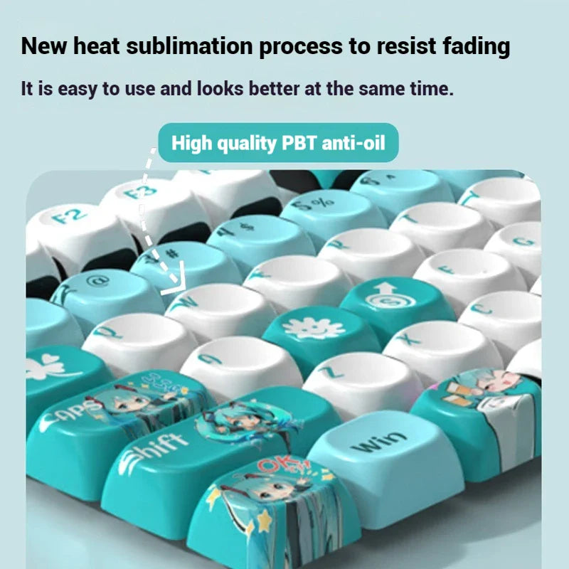 120key Miku Anime Theme Keycap MOA Hight PBT Heat Sublimation Personality Creative Customization Mechanical keyboard Keycap