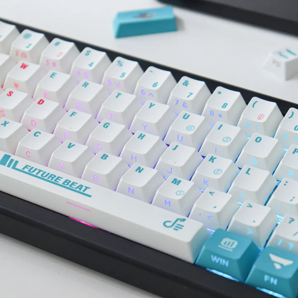 2024 New Miku Side Transparent 130 Key Mechanical Keyboard Keycap Pbt Thermal Sublimation Blue Original Factory Height 61/87