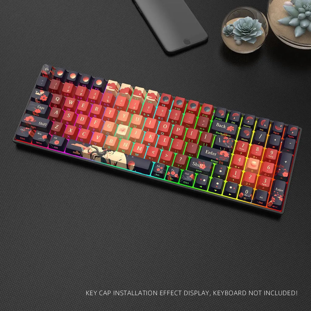 Ancient Style Theme Keycaps 128key Cherry Profile Pbt Hot Sublimation Side Engraving Transparent Mechanical Keyboard Keycaps