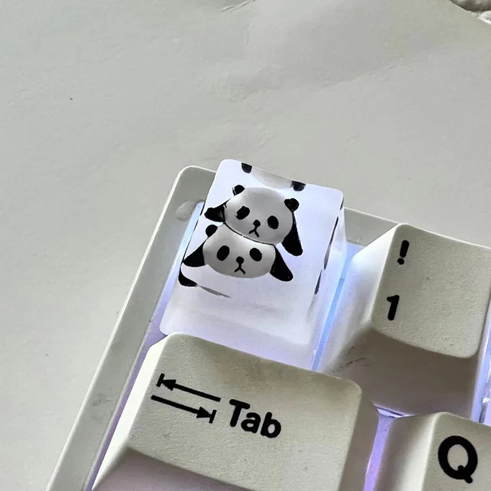 1Pcs Cute Panda Pattern Keycap Resin Handmade Decoration Personality Esc R4 OEM Cute key cap mold Keycap for Mechanical Keyboard