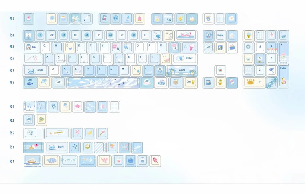 SOA Keycaps Cute Keycaps Set of Keys PBT Customized Gift Cute Gift Thermal Sublimation Mechanical Keyboard Keycaps for MX Switch