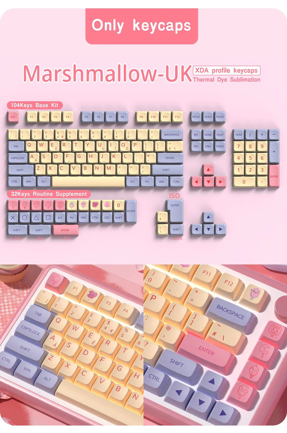 XDA Profile PBT keycaps Spanish Korean French German Portuguese Russian Japanese keycap For Cherry MX Mechanical Keyboard