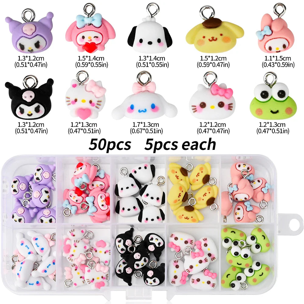 35/50/70/240pcs Cute Sanrio Nail Art Jewelry Decoration Kawaii Hello Kitty Kuromi Rhinestone Charms For Nail Y2K Manicure Crafts