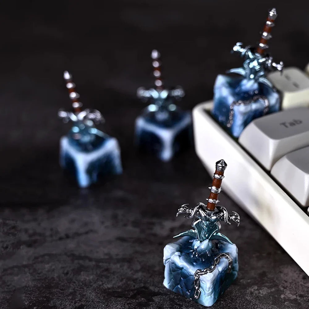 World of Warcraft Frostmourne Artisan Resin Keycaps 1u ESC Custom MX Switch Handmade Anime Key Caps For Mechanical Keyboard Gift