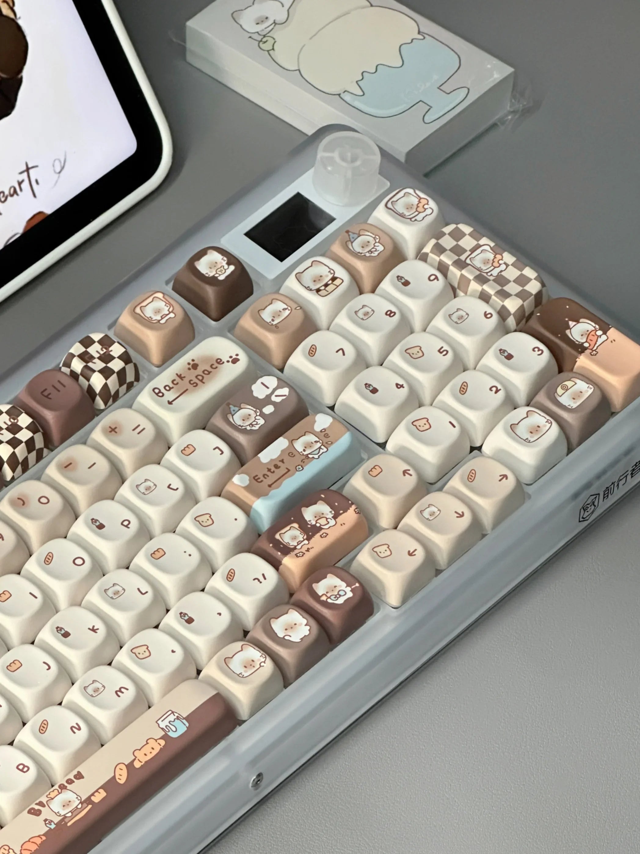 Siamese Kitten Bakery Keycaps Custom PBT MOA Profile Keycap Cute Cartoon Anime Cat Point Key Caps for Gaming Mechanical Keyboard