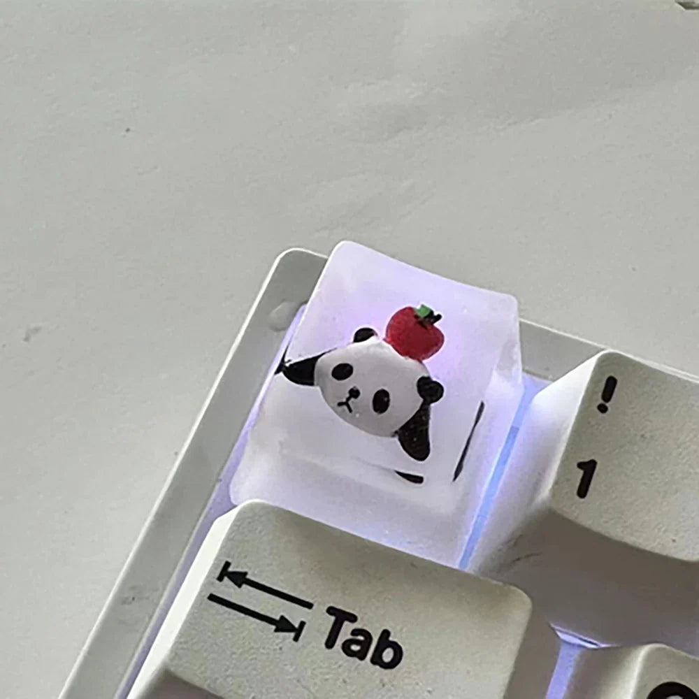 1Pcs Cute Panda Pattern Keycap Resin Handmade Decoration Personality Esc R4 OEM Cute key cap mold Keycap for Mechanical Keyboard