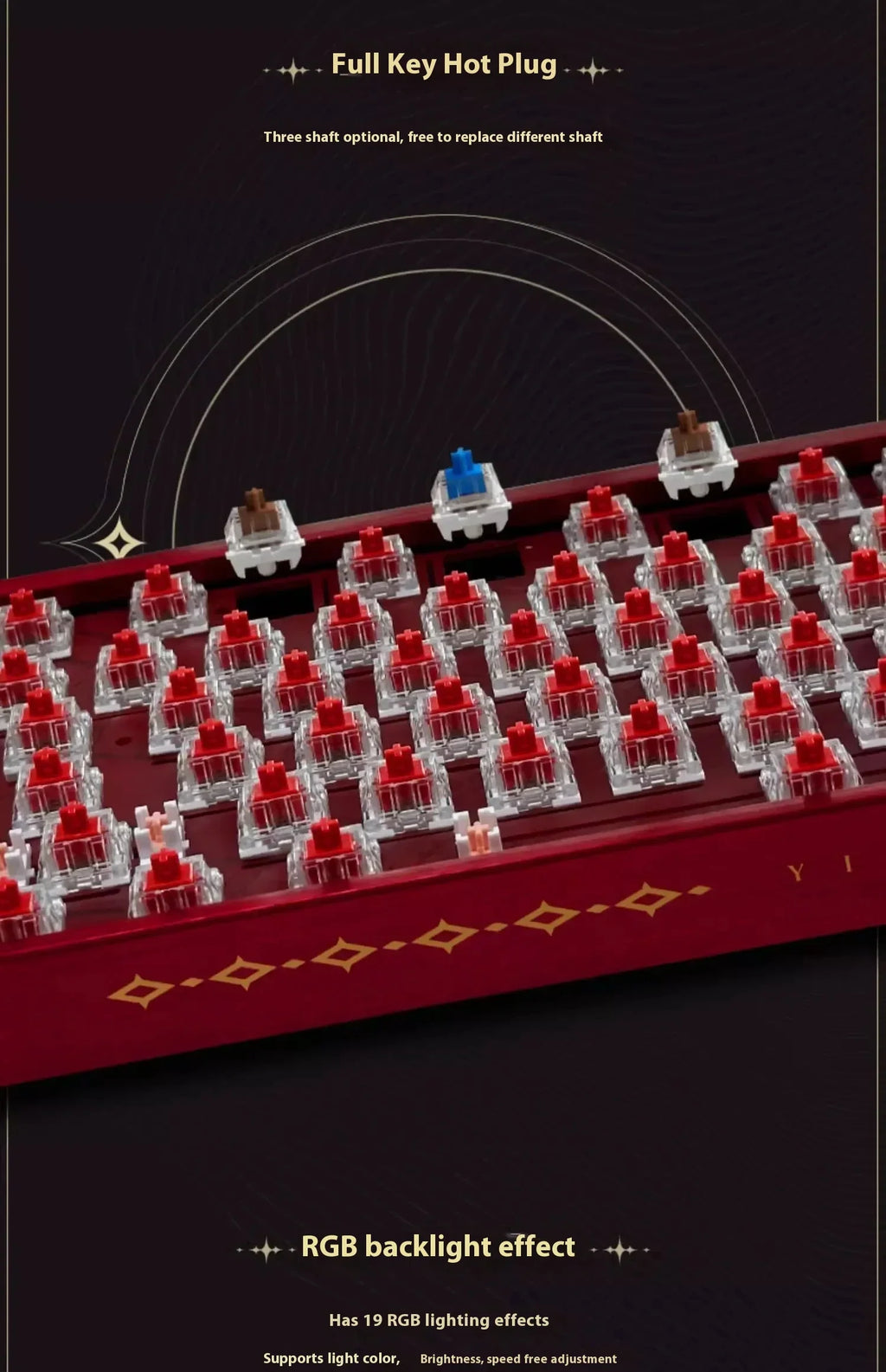 Wuthering Waves Yinlin Gaming Keyboard Three Mode Customized Wireless Mechanical Keyboard 89keys Hot Swap Gasket Pc Gamer