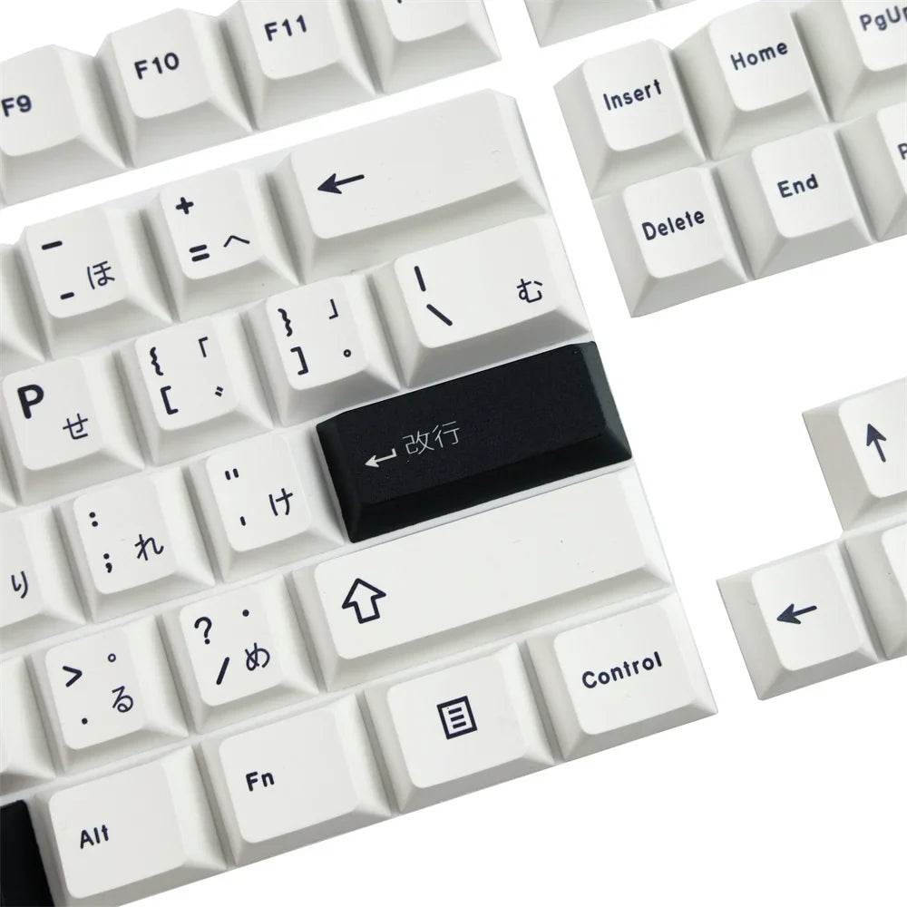 PBT Keycap Minimalist Black White Japanese Keycaps Cherry Profile 129 Keys For Mechanical and Optical Gaming Keyboard