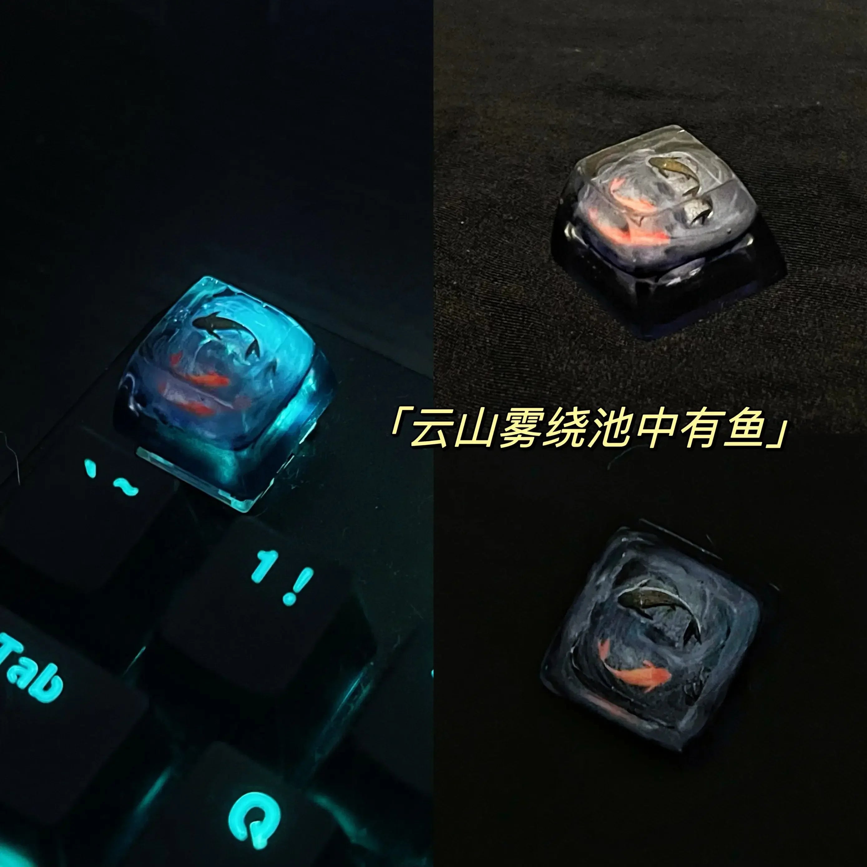 1 Piece Ice Rose/Polar Bear/Steampunk/Gear/Pond Fish/Koi/Stars Artisan Resin Keycaps ESC Mechanical Backlit Keyboard RGB Keycap