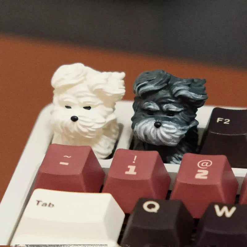 Scrawled Dog Keycaps The Wind Blows Puppy Cute Resin Keycap Custom 1U Cherry Profile Keycaps for Mechanical Keyboard Key Caps