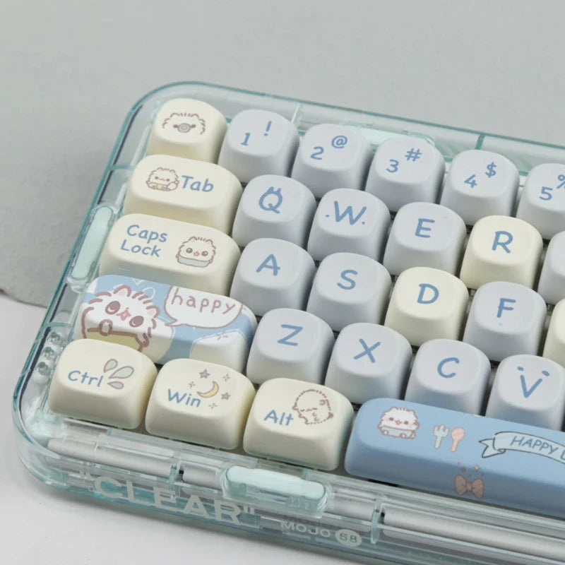 144 Keys Meow MOA Height Key Cap MAC Cute Meow Square Thermal Sublimation Mechanical Keyboard Keycaps Keyboard Accessories