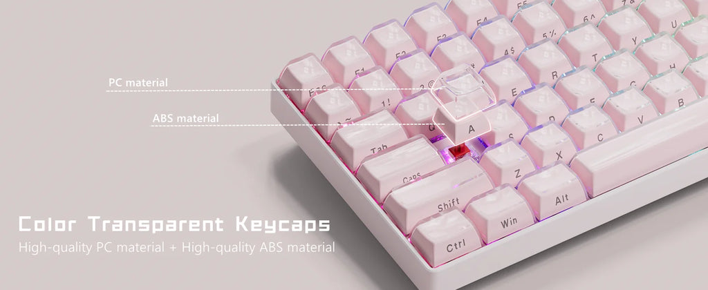 113 Key Jelly Round Side Keycaps Ice Crystal Translucent Pink OEM Profile Key cap for Cherry MX 61 68 104 Mechanical Keyboard