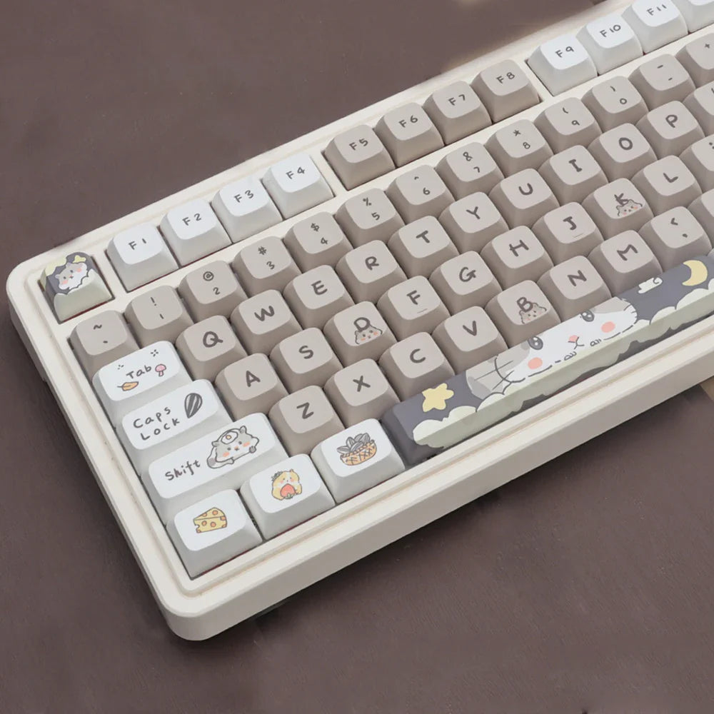 132 keys Cute Mouse Cartoon Theme Keycaps XDA Profile Key caps English for 61/64/68/84/87/96/98/104 Mechanical Keyboard Keycaps