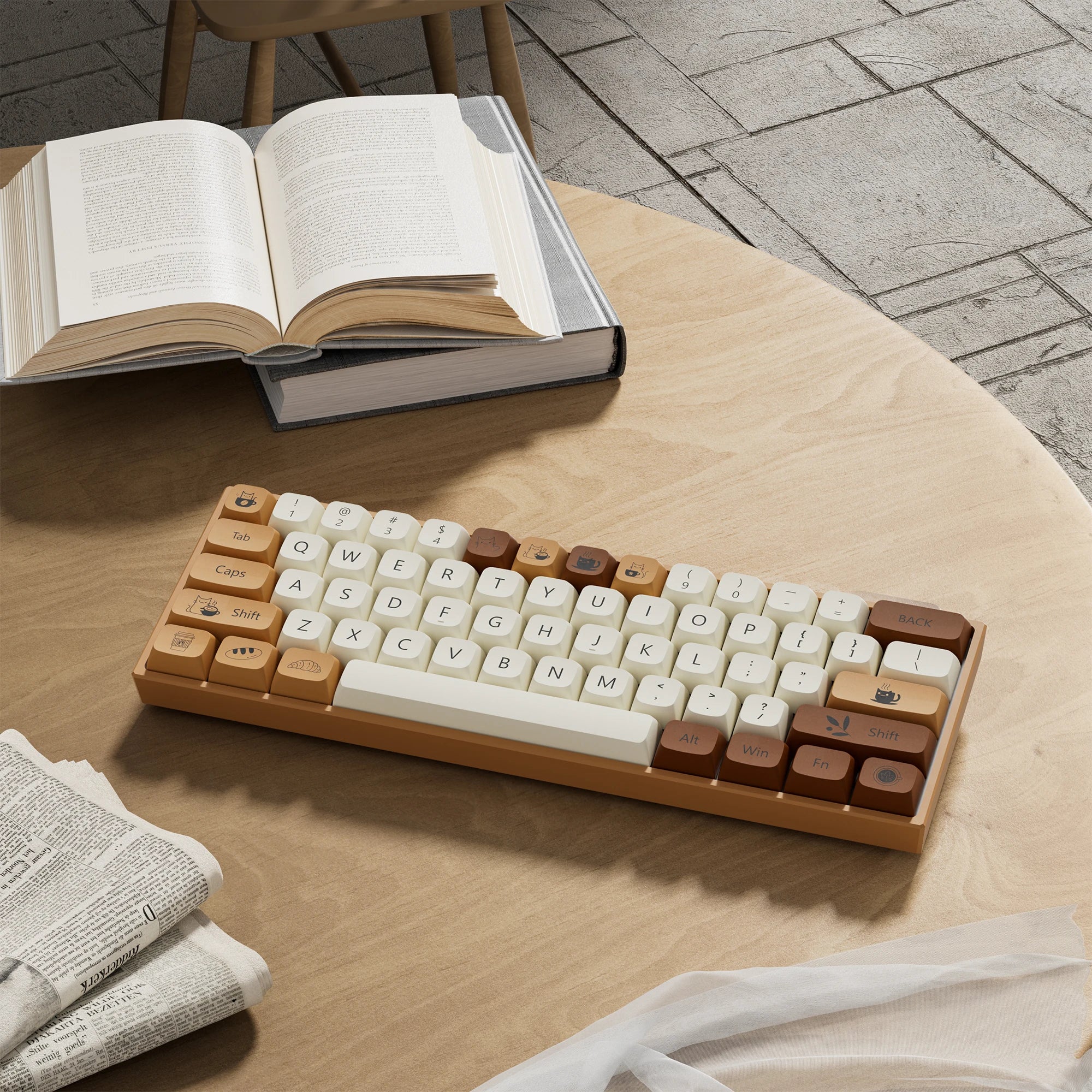 143 keys Coffee Cat  PBT Keycap 5 Sides DYE-SUB XDA Profile Customized Keycaps For Cherry MX Switch Gamer Mechanical Keyboards