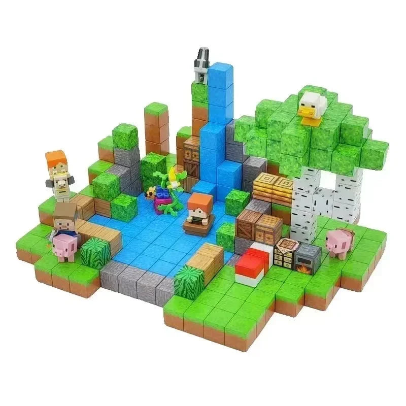 10pcs Minecraftinglys Magnetic Blocks Anime Children Puzzle Assembled Toy Doll Mini Magnetic Cube Model Kids Construction Toys