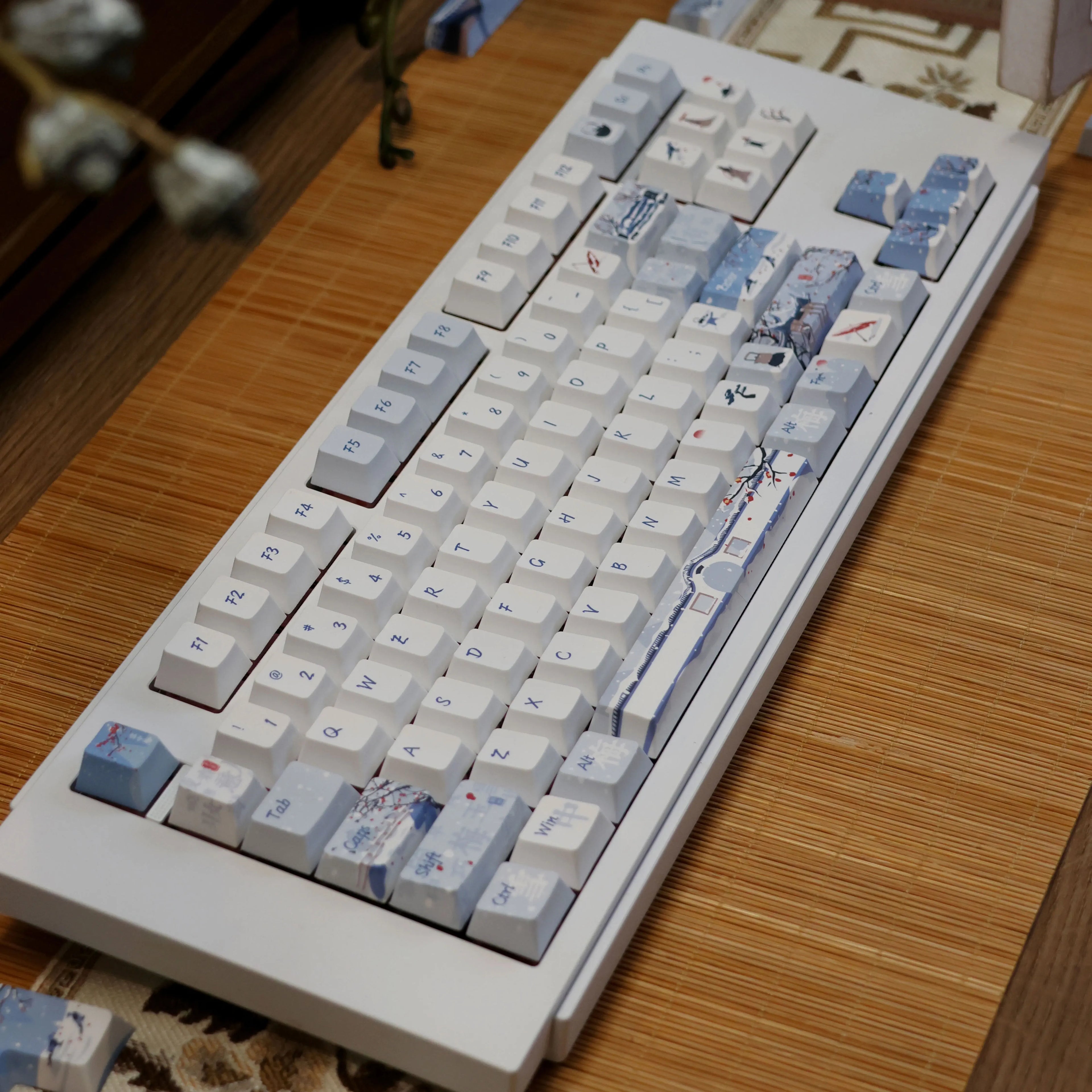 140 Keys Leaning Plum Garden Theme Keycaps National Style Cherry Profile PBT Dye Sublimation For MX Switch Mechanical Keyboard