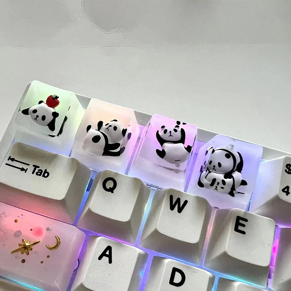 1Pcs Cute Panda Pattern Keycap Resin Handmade Decoration Personality Esc R4 OEM Cute key cap mold Keycap for Mechanical Keyboard