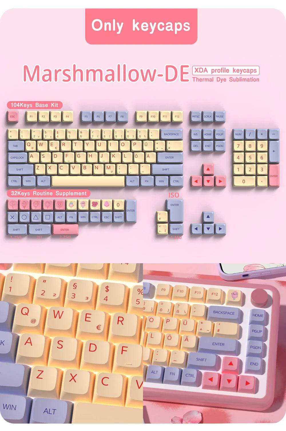 XDA Profile PBT keycaps Spanish Korean French German Portuguese Russian Japanese keycap For Cherry MX Mechanical Keyboard
