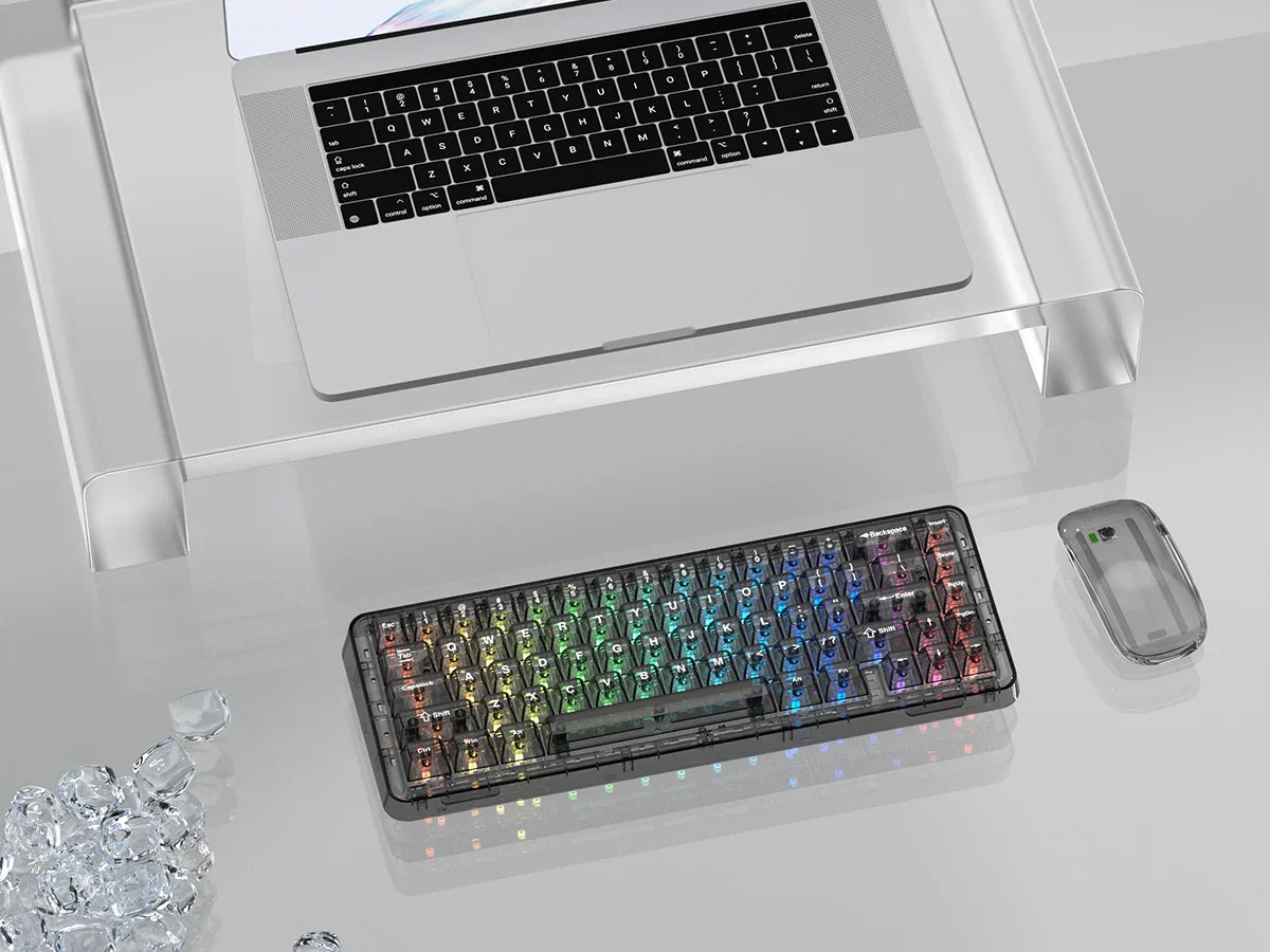 115 Keys Crystal Ceramic PC Keycap RGB Shine Through Key cap MDA Profile Black Transparent Clear Keycap for MX Switches Keyboard