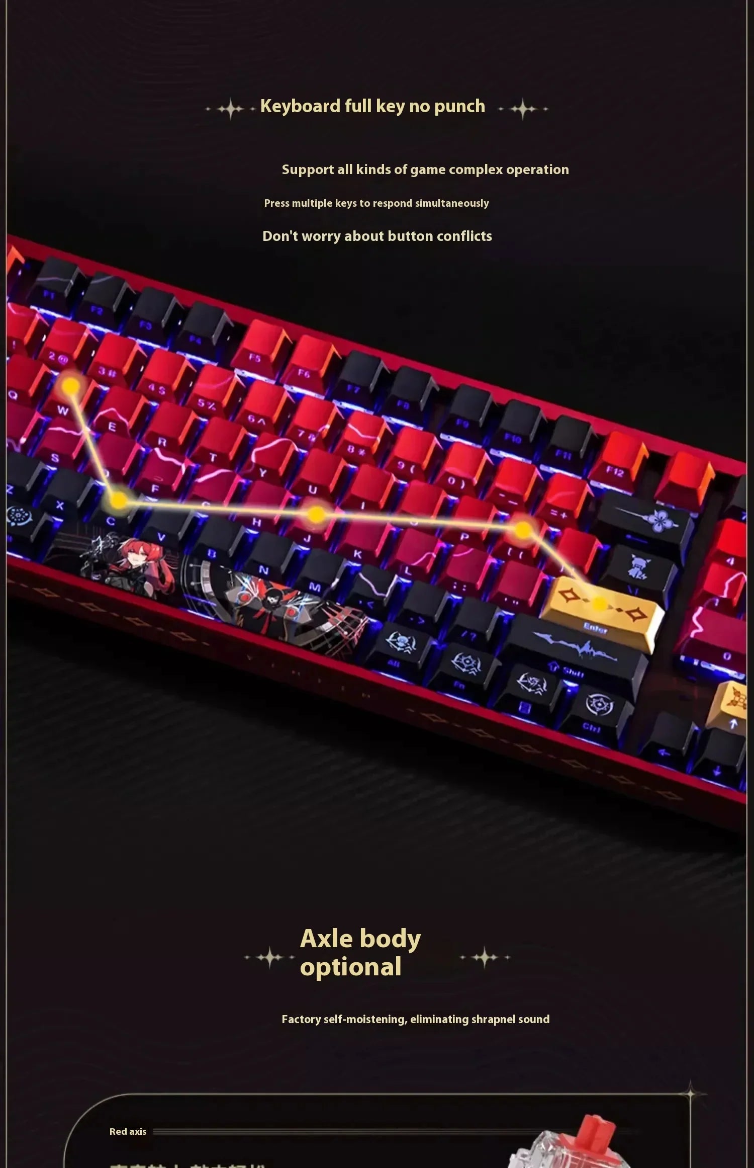 Wuthering Waves Yinlin Gaming Keyboard Three Mode Customized Wireless Mechanical Keyboard 89keys Hot Swap Gasket Pc Gamer