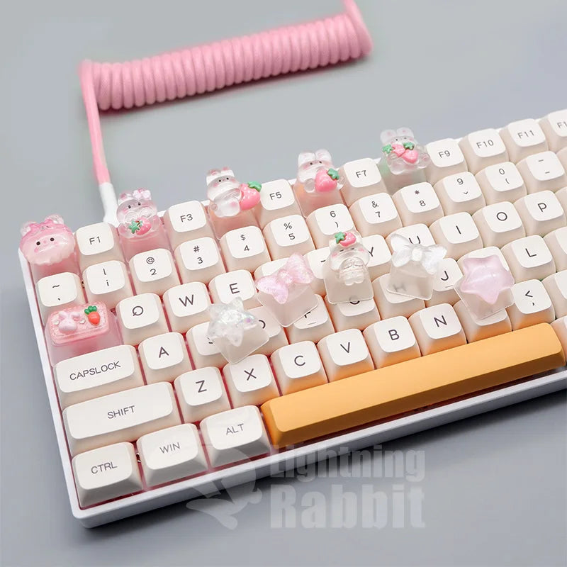 Long Eared Rabbit Personalized Keycap Mechanical Keyboard Special Transparent Cute Gift TabESC Supplementary Decoration Keycap