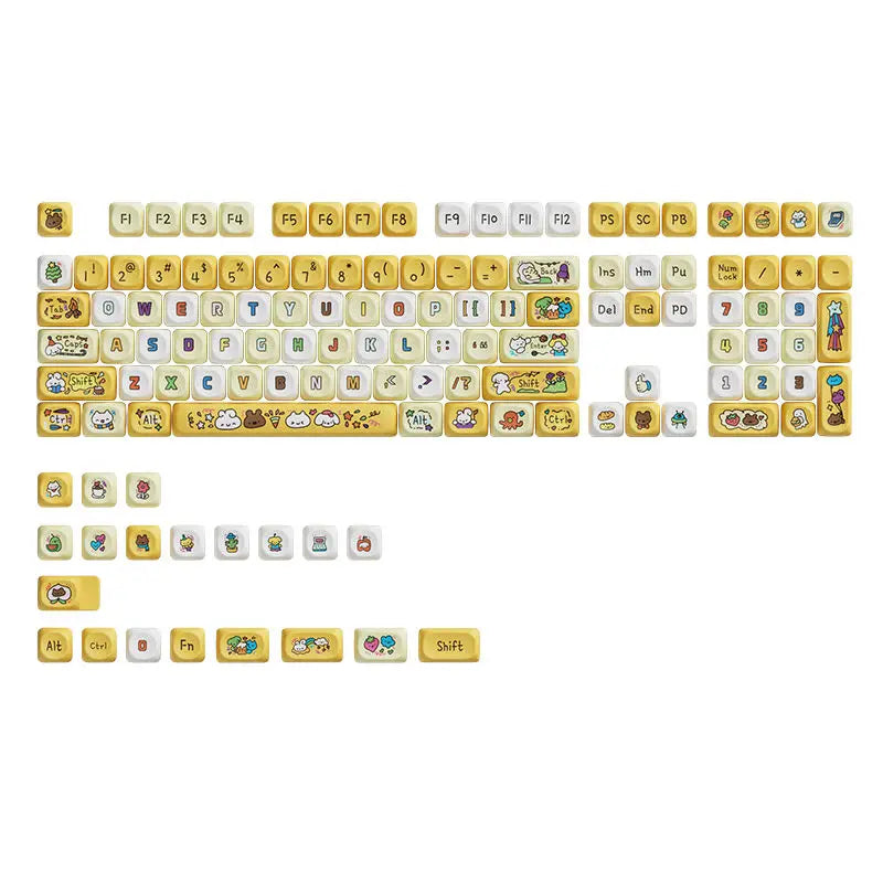 Snowflakes Theme Keycaps 127 Keys MOA Profile PBT Square KeyCap Dye Sublimation Mechanical Keyboard Key Cap Keyboards Accessorie