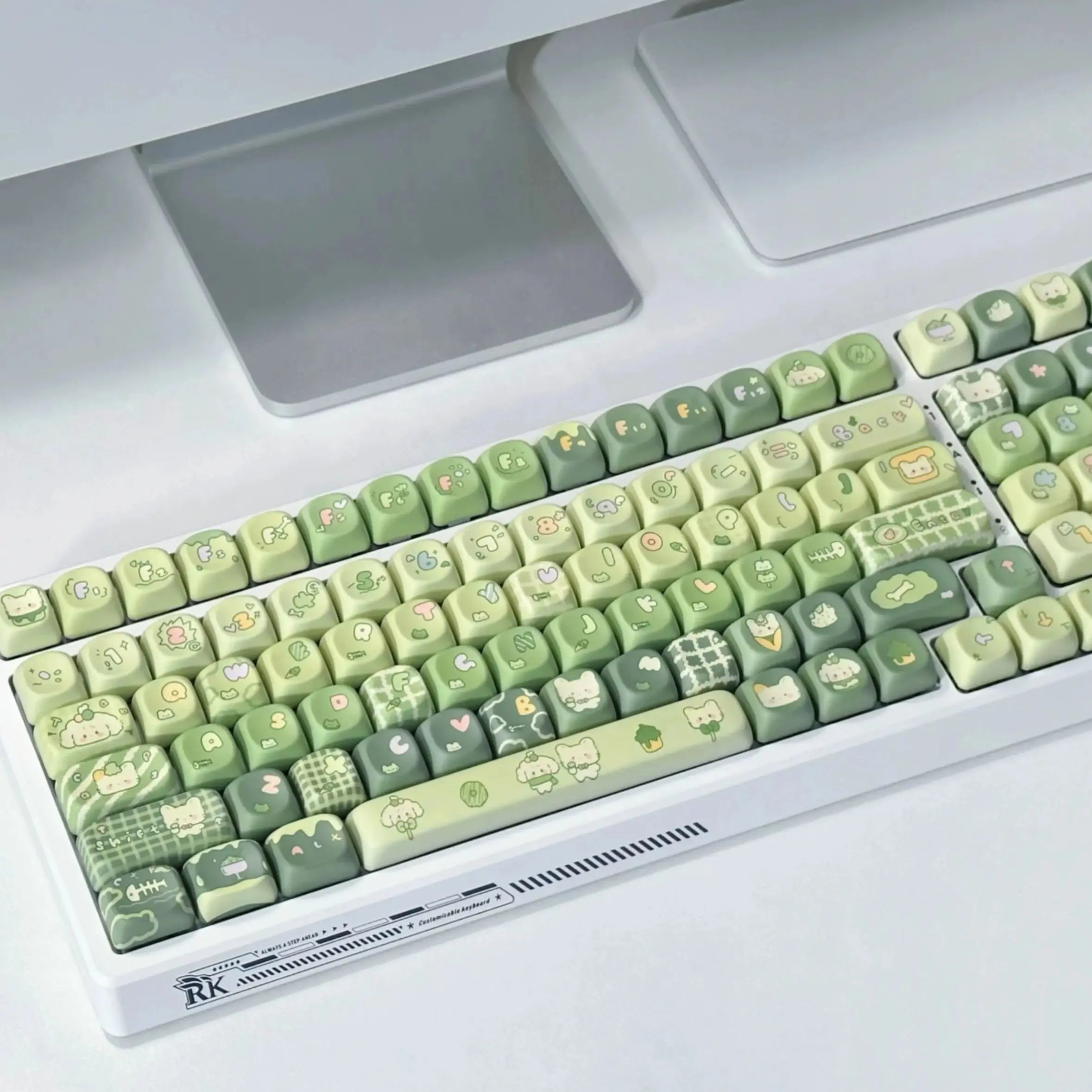 131 Keys MOA Profile Keycap customization Gift Cute CAPS PBT Keycaps Green Key Cap Dye-Sub Mechanical Keyboard Keycap MX Switch