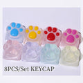 Purple Translucent Cat Paw Anime Kawaii Cute Keycap Cross Axis Backlit RGB Mechanical Keyboard Pink Cyan Custom ESC WASD Cap