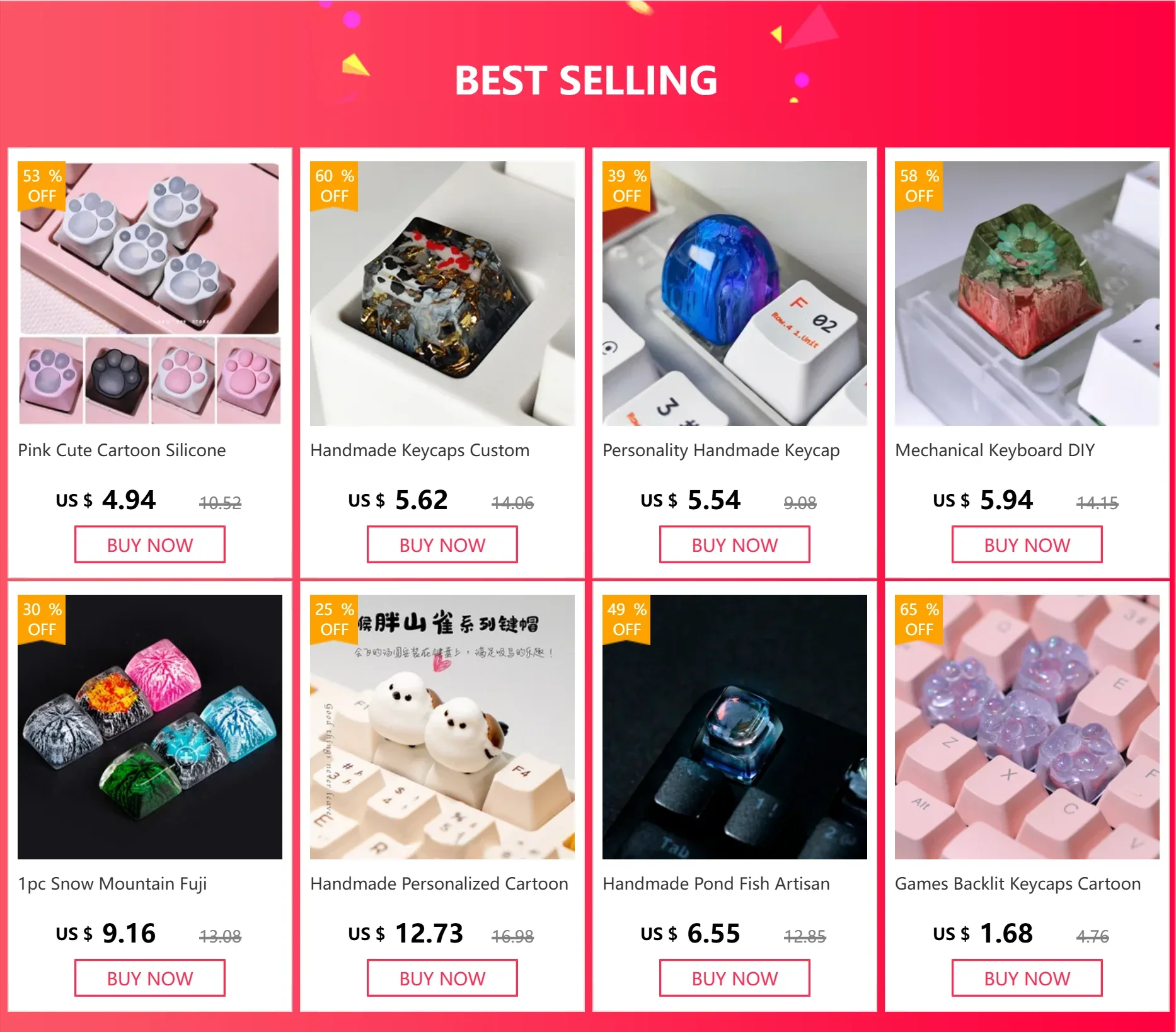 Pink Cute Cartoon Silicone Keycap Personality Soft Feel Cat DIY Artisan Cat Paws Pad Keyboard KeyCaps For Cherry MX Switches