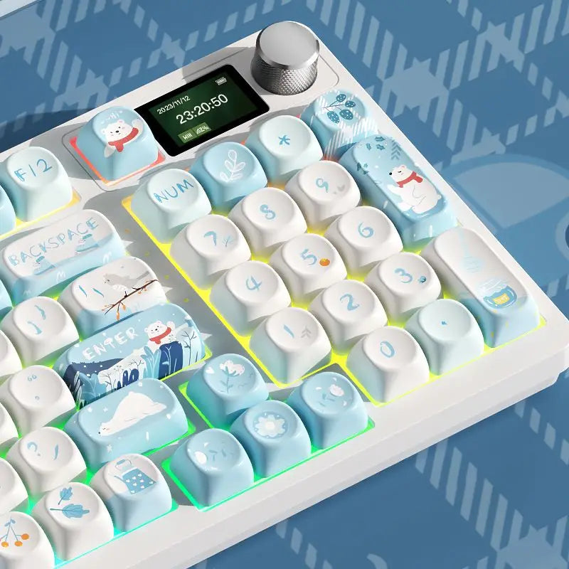 Snowflakes Theme Keycaps 127 Keys MOA Profile PBT Square KeyCap Dye Sublimation Mechanical Keyboard Key Cap Keyboards Accessorie
