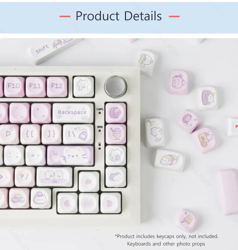 132Keys MOA Profile Keycaps Cartoon PBT Key Caps for 61/64/68/78/84/87/96/104/108 Keys Gaming Mechanical Keyborad MX Swtiches