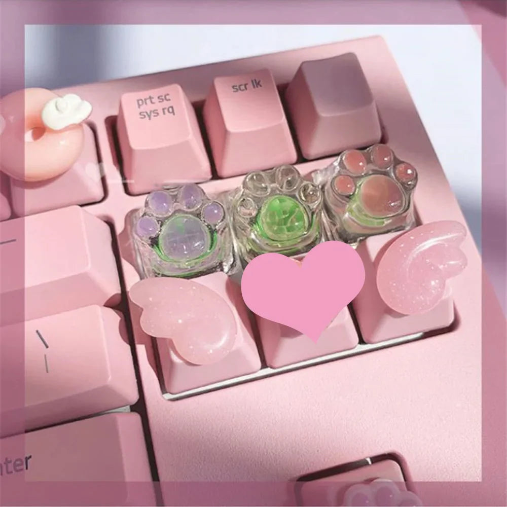 Personalized Keycaps Cute Wings Crystal Key cap Handmade Mechanical Keyboard R4 Keys PBT Color Keycaps Anime