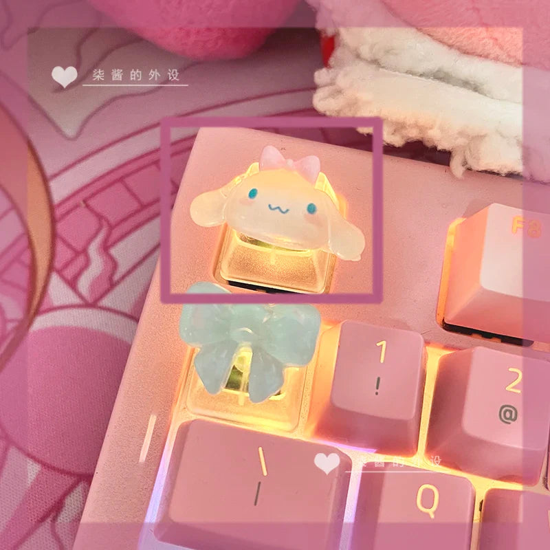 Sanrio New HelloKitty Cartoon Kuromi My Melody CinnamorollChoiceNonopaque Game Cherry Axis Keycaps, Mechanical Keyboard Keycaps