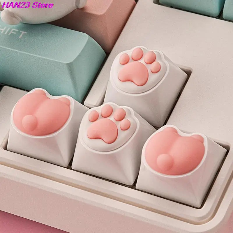 1PC Cute Cat Paw Keycaps For Mechanical Keyboard Cherry MX Switch DIY Key Cap Soft Silicone Keycup Artisan Pink Color