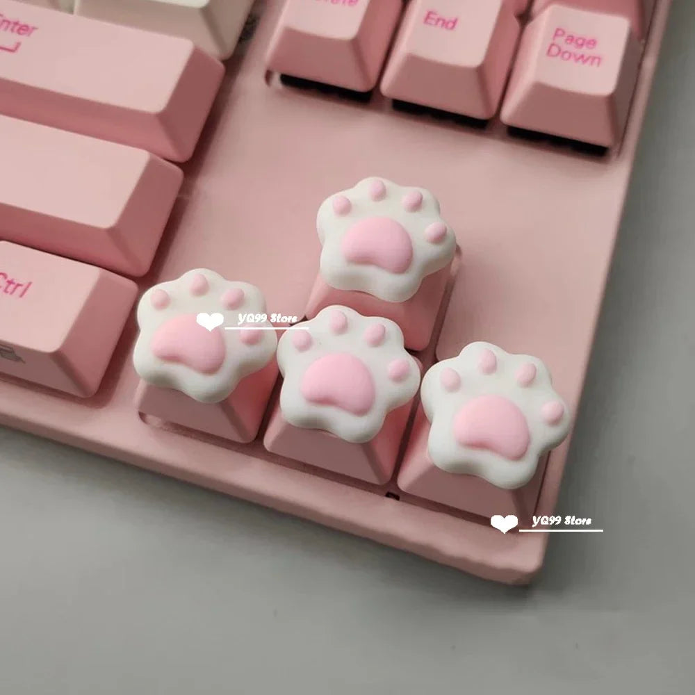 4pcs/set Lovely Cat Claw Key Cap Personality Cat Paw Keycaps for Mechanical Keyboard R4 Arrow Keys Pink Cute DIY Keycaps