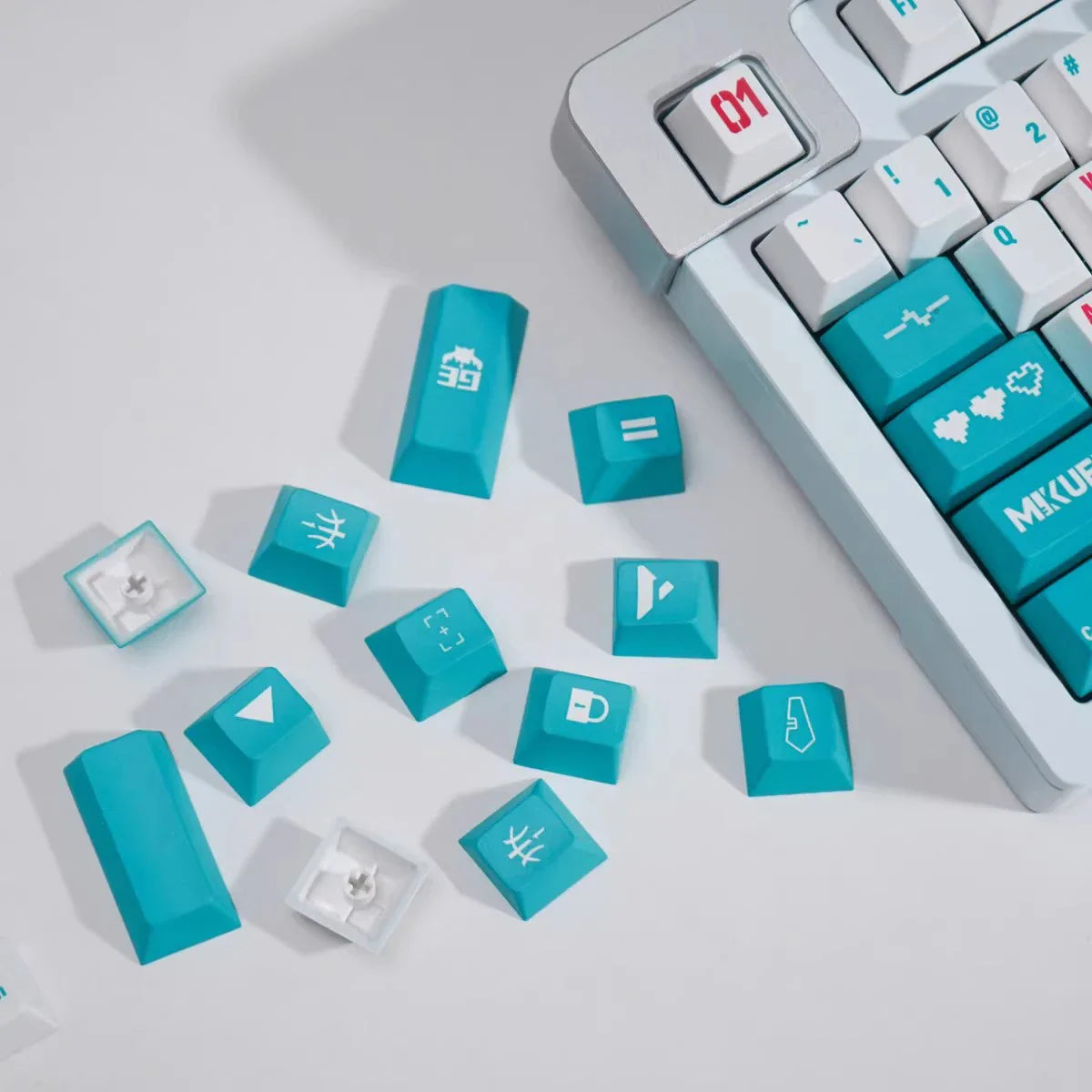 129 Key GMK MIKU Initial Sound Keycaps PBT Dye Subbed Key Caps Cherry Profile Keycap With 2.25U 2.75U 3U 7U Spacebar ISO Enter