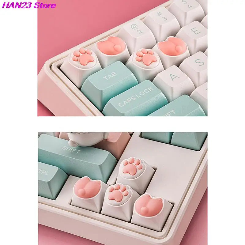 1PC Cute Cat Paw Keycaps For Mechanical Keyboard Cherry MX Switch DIY Key Cap Soft Silicone Keycup Artisan Pink Color