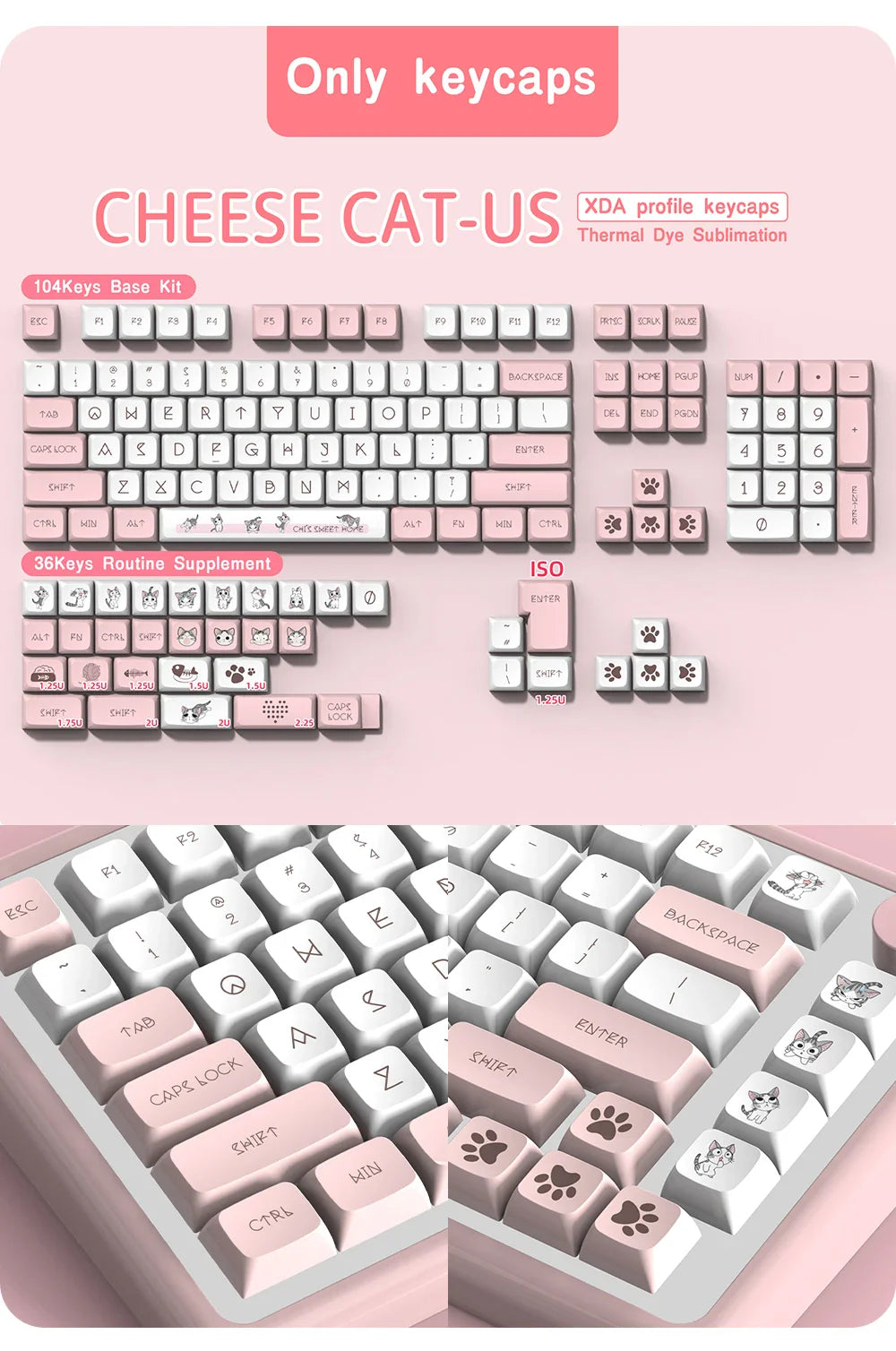 XDA Profile PBT keycaps Spanish Korean French German Portuguese Russian Japanese keycap For Cherry MX Mechanical Keyboard