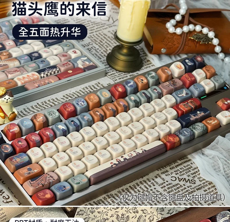 The Owl'S Letter Keycap 140keys Moa Cute Cartoon Sublimation Personalized Diy Customized Keycaps 6u For Mechanical Keyboard