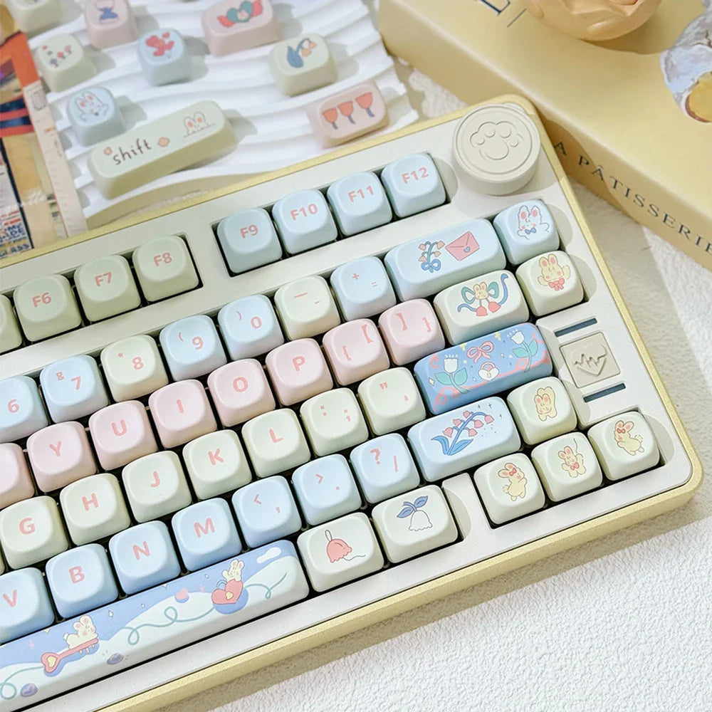 95 Keys MOA Profile PBT Keycaps for 61/64/68/84/75/87Keys Gaming Mechanical Keyboard AULA F75 GMK67 GMK87 Cartoon Cute Key Caps
