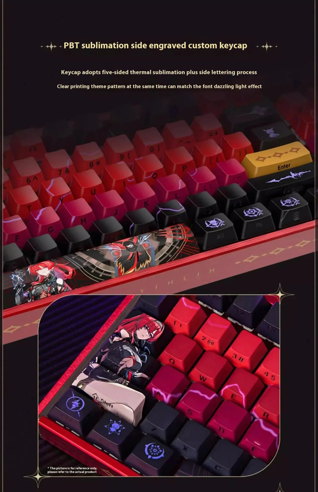 Wuthering Waves Yinlin Gaming Keyboard Three Mode Customized Wireless Mechanical Keyboard 89keys Hot Swap Gasket Pc Gamer
