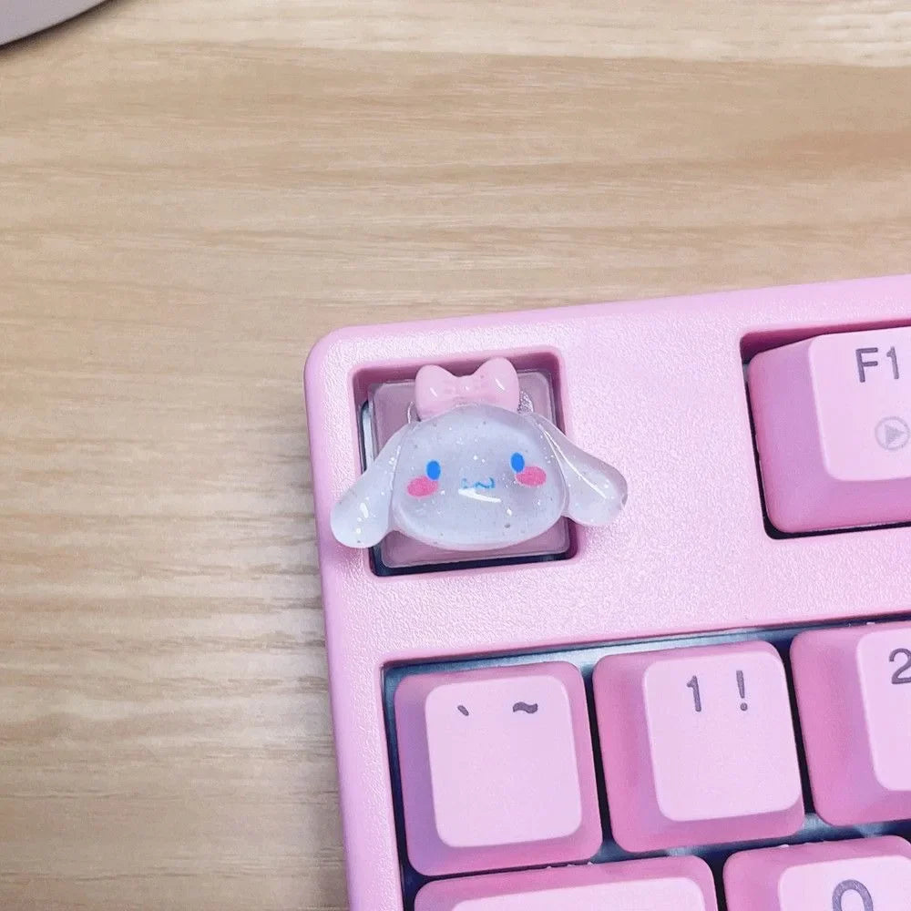 Kawaii Sanrio My Melody Cinnamoroll Kuromi Keycap Esc Base Transparent Cross Axis Mechanical Keyboard Keycaps Decorate Girl Gift